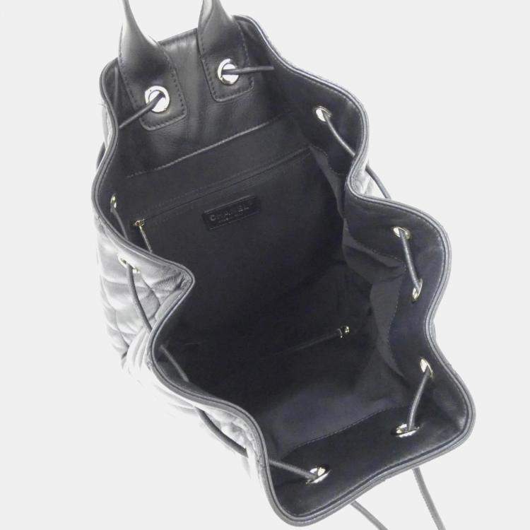 Pre Owned Chanel Black Leather Backpack