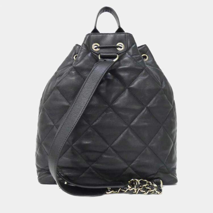 Pre Owned Chanel Black Leather Backpack