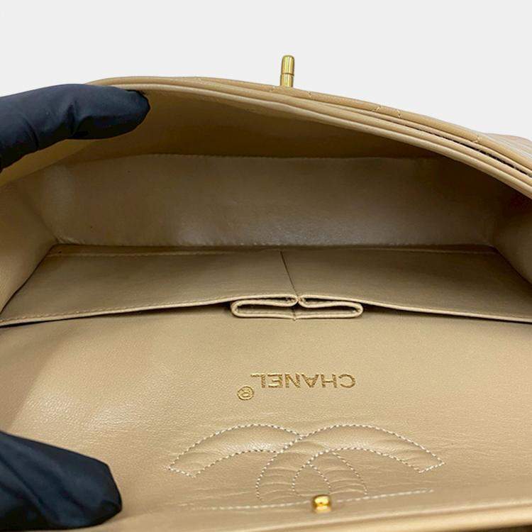 Pre Owned Chanel Brown Medium Classic Lambskin Double Flap