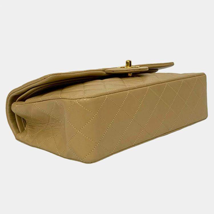 Pre Owned Chanel Brown Medium Classic Lambskin Double Flap