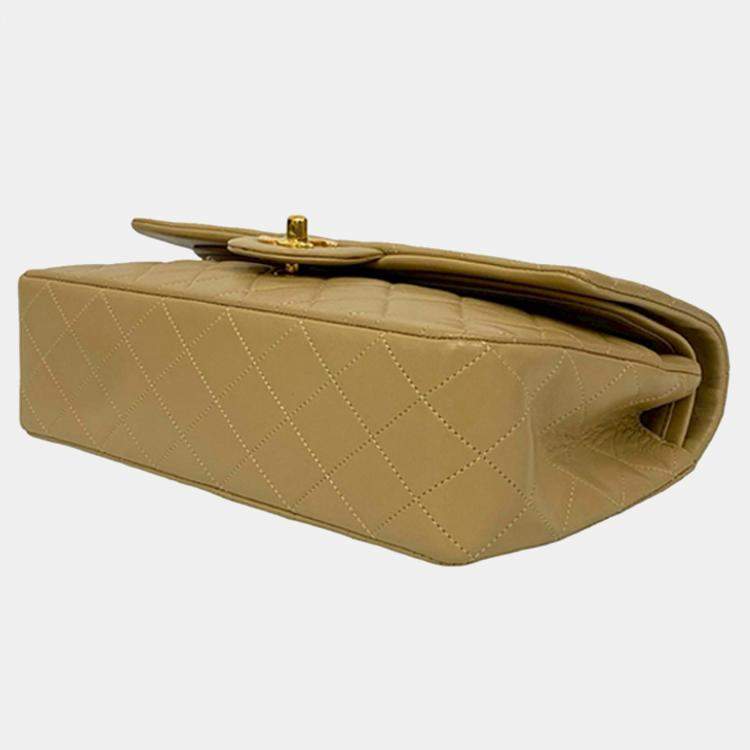 Pre Owned Chanel Brown Medium Classic Lambskin Double Flap
