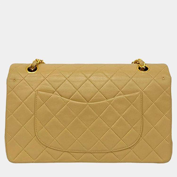 Pre Owned Chanel Brown Medium Classic Lambskin Double Flap