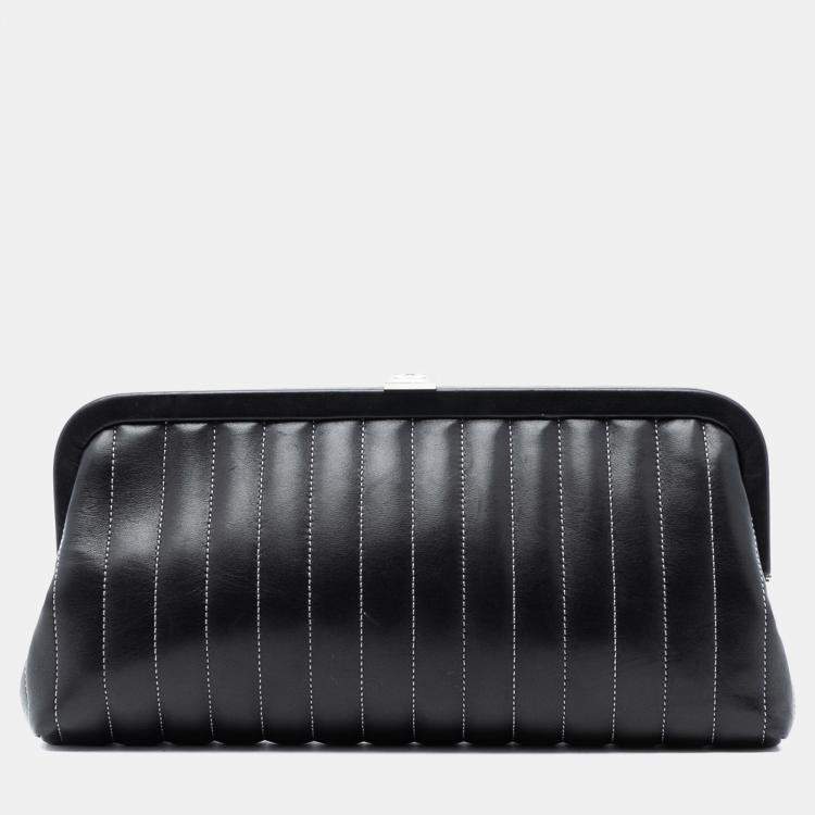Pre Owned Chanel Black Quilted Lambskin Mademoiselle Ligne Clutch