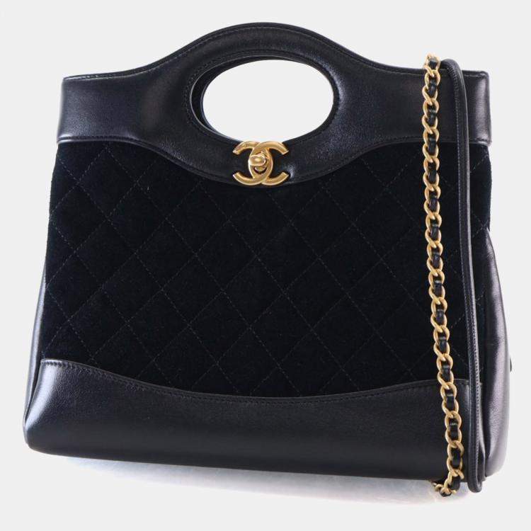 Pre Owned Chanel Mini Black Suede 31 Shopping Bag GHW