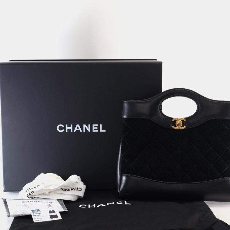 Pre Owned Chanel Mini Black Suede 31 Shopping Bag GHW