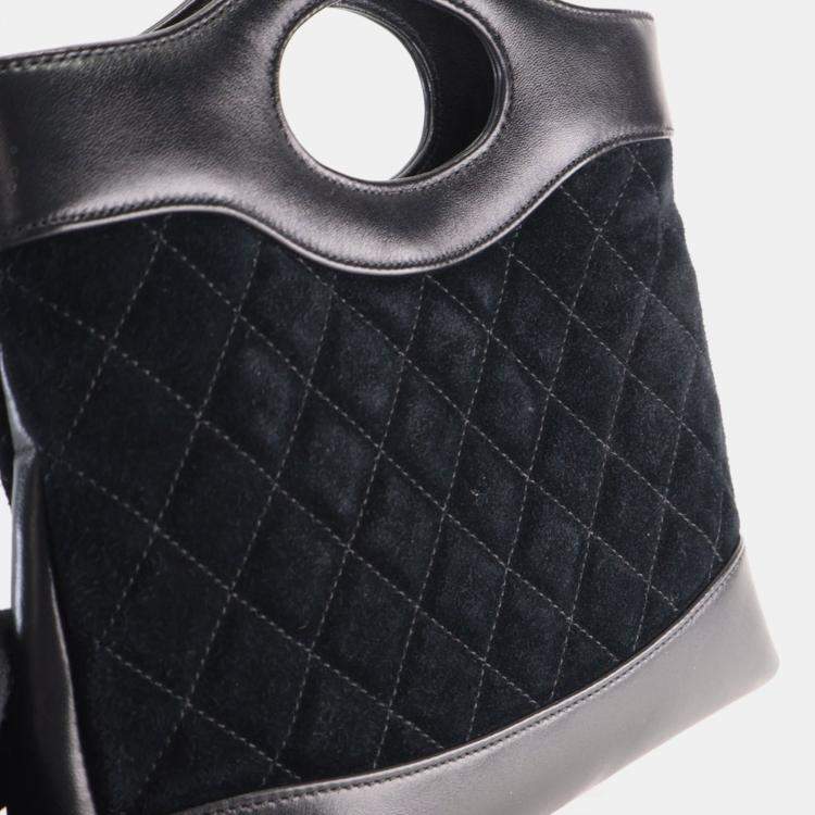 Pre Owned Chanel Mini Black Suede 31 Shopping Bag GHW