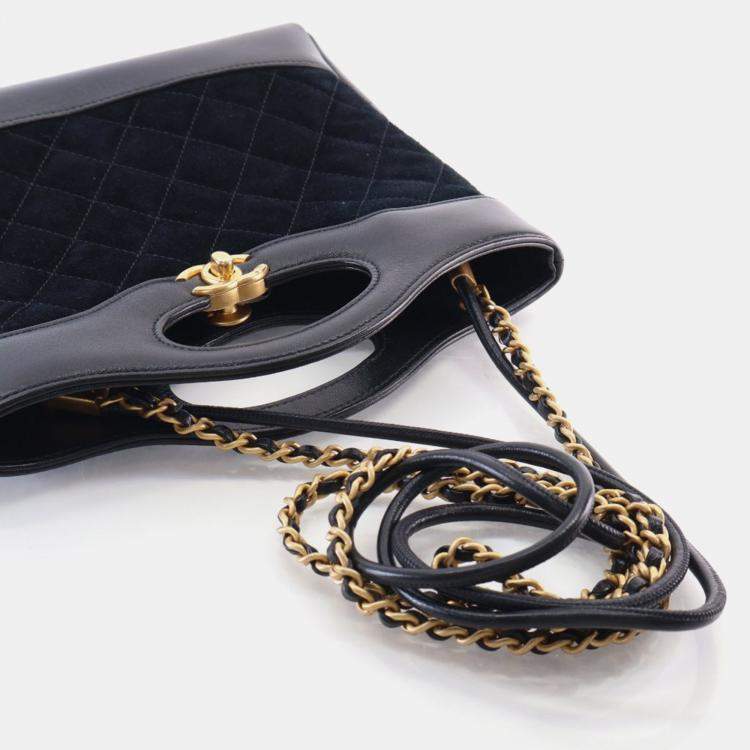 Pre Owned Chanel Mini Black Suede 31 Shopping Bag GHW