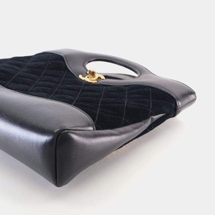 Pre Owned Chanel Mini Black Suede 31 Shopping Bag GHW