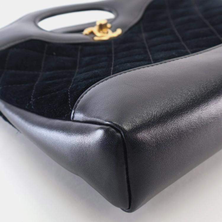 Pre Owned Chanel Mini Black Suede 31 Shopping Bag GHW