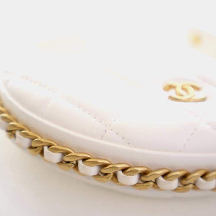 Pre Owned Chanel Mini Crumpled White Calfskin Pouch