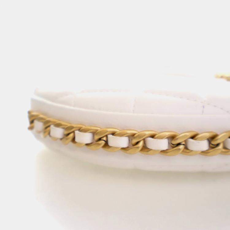 Pre Owned Chanel Mini Crumpled White Calfskin Pouch