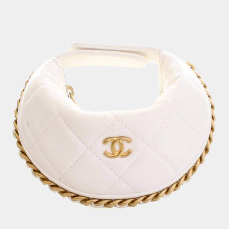 Pre Owned Chanel Mini Crumpled White Calfskin Pouch