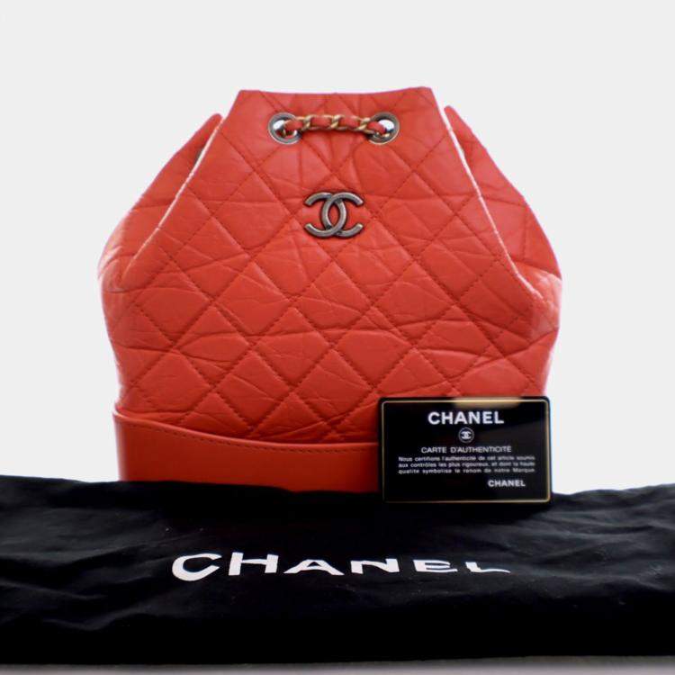 Pre Owned Chanel Crumpled Red Calfskin Gabrielle Backpack
