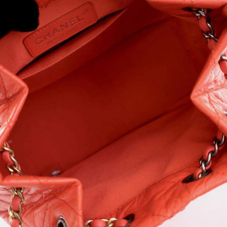 Pre Owned Chanel Crumpled Red Calfskin Gabrielle Backpack