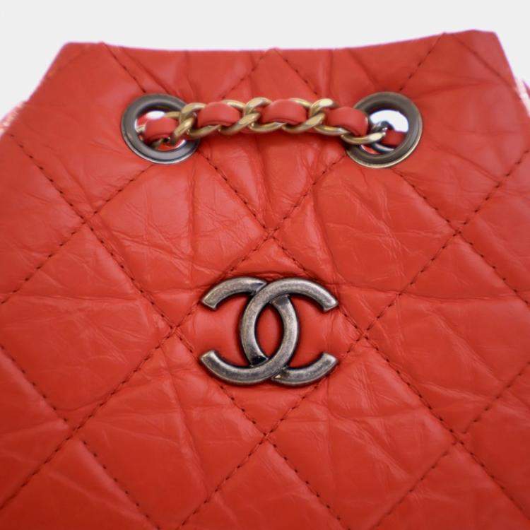 Pre Owned Chanel Crumpled Red Calfskin Gabrielle Backpack