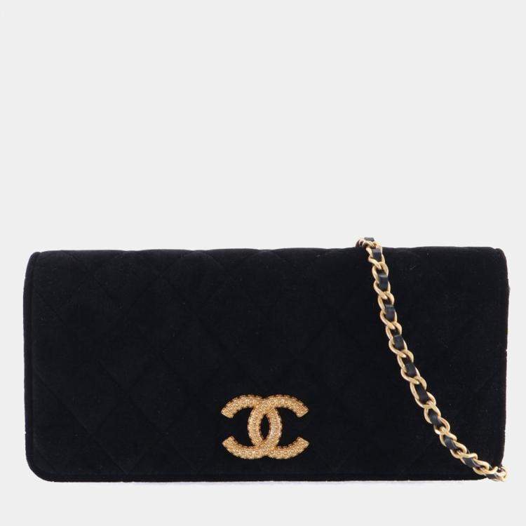 Pre Owned Chanel Small Velvet East West Clutch On Chain