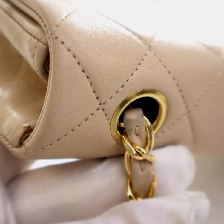 Pre Owned Chanel Vintage Small Lambskin Square Classic Flap Bag