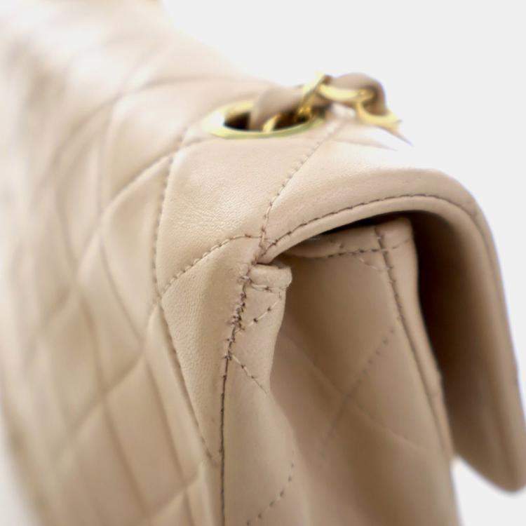 Pre Owned Chanel Vintage Small Lambskin Square Classic Flap Bag