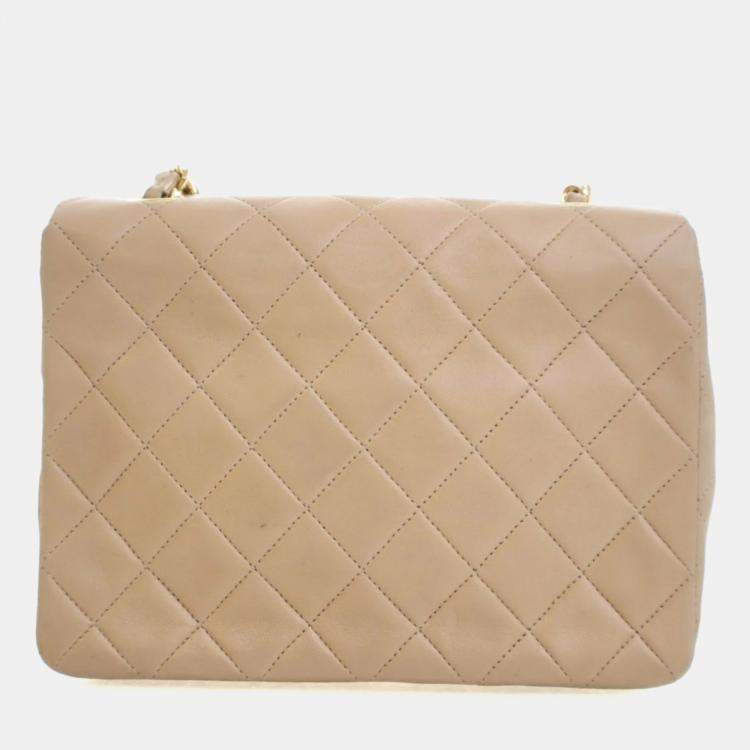 Pre Owned Chanel Vintage Small Lambskin Square Classic Flap Bag