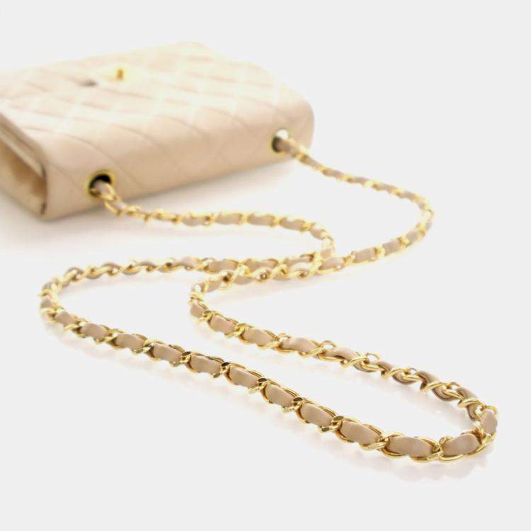 Pre Owned Chanel Vintage Small Lambskin Square Classic Flap Bag