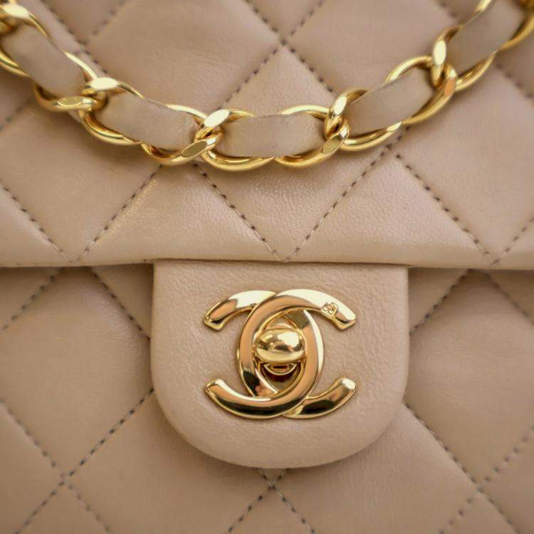 Pre Owned Chanel Vintage Small Lambskin Square Classic Flap Bag