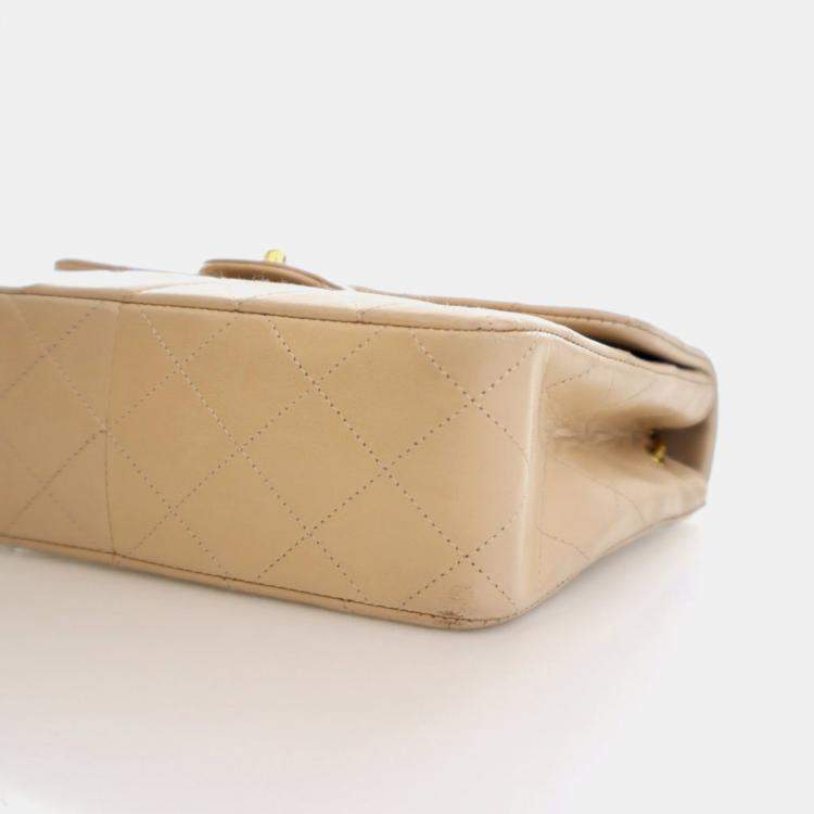 Pre Owned Chanel Vintage Small Lambskin Square Classic Flap Bag