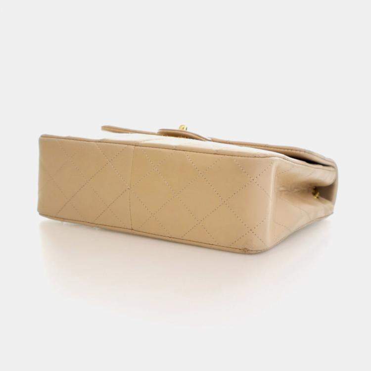 Pre Owned Chanel Vintage Small Lambskin Square Classic Flap Bag