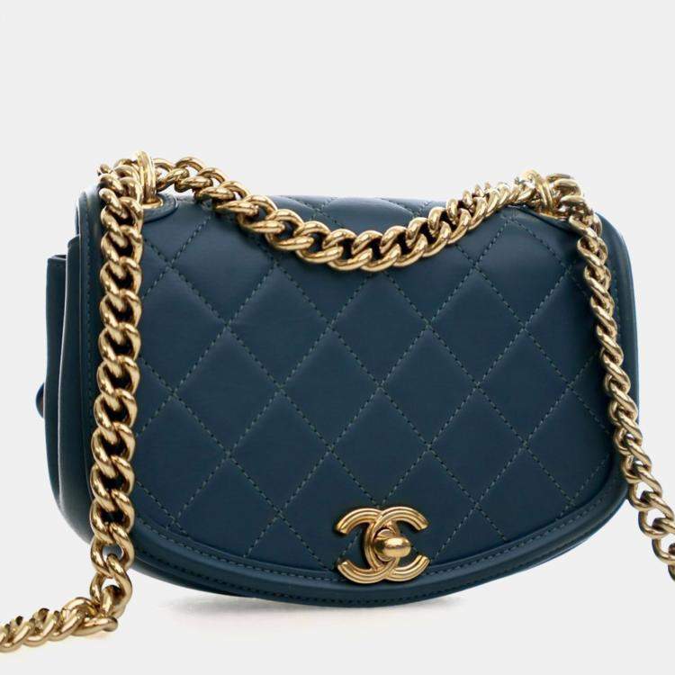 Pre Owned Chanel Mini Lambskin Curved Shoulder Bag