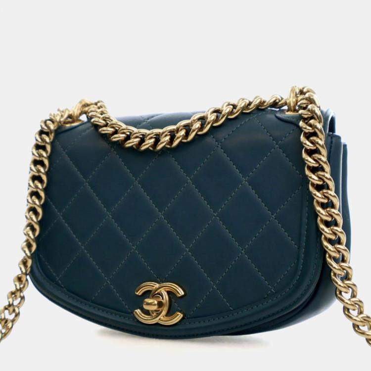 Pre Owned Chanel Mini Lambskin Curved Shoulder Bag