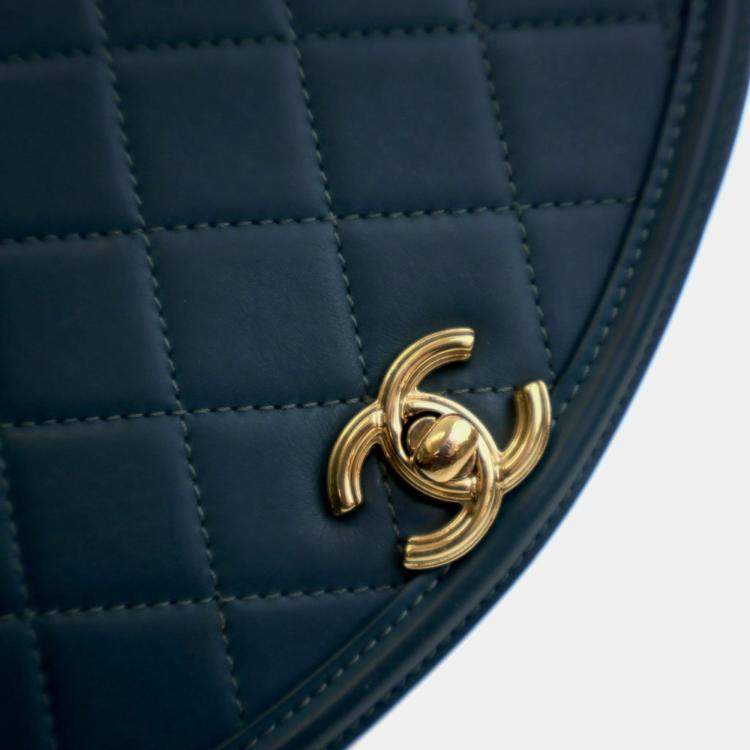 Pre Owned Chanel Mini Lambskin Curved Shoulder Bag