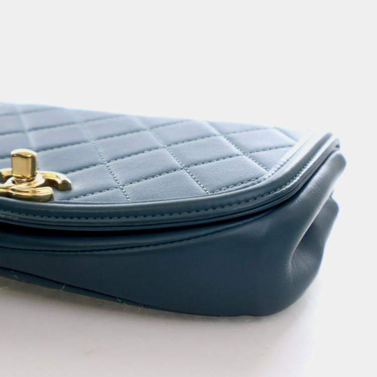 Pre Owned Chanel Mini Lambskin Curved Shoulder Bag