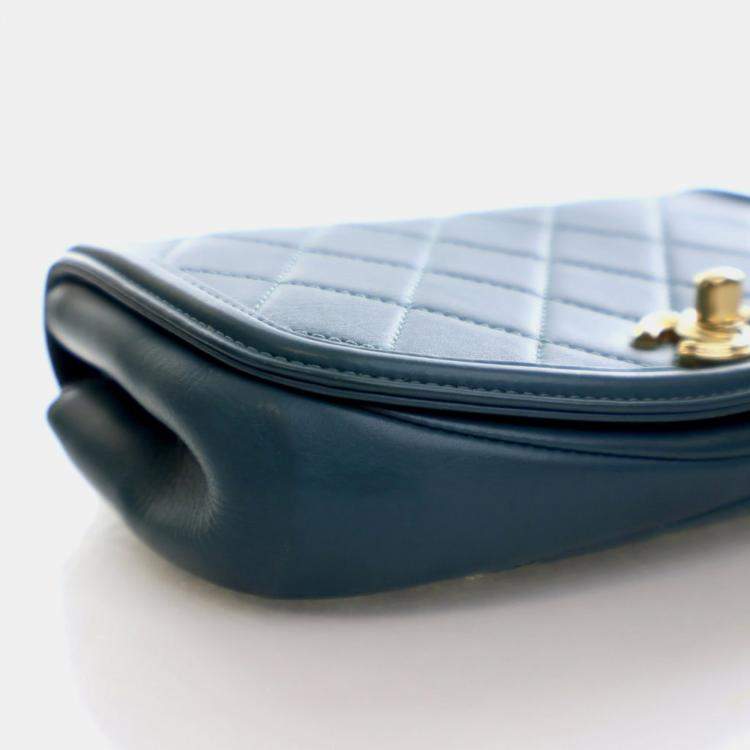 Pre Owned Chanel Mini Lambskin Curved Shoulder Bag