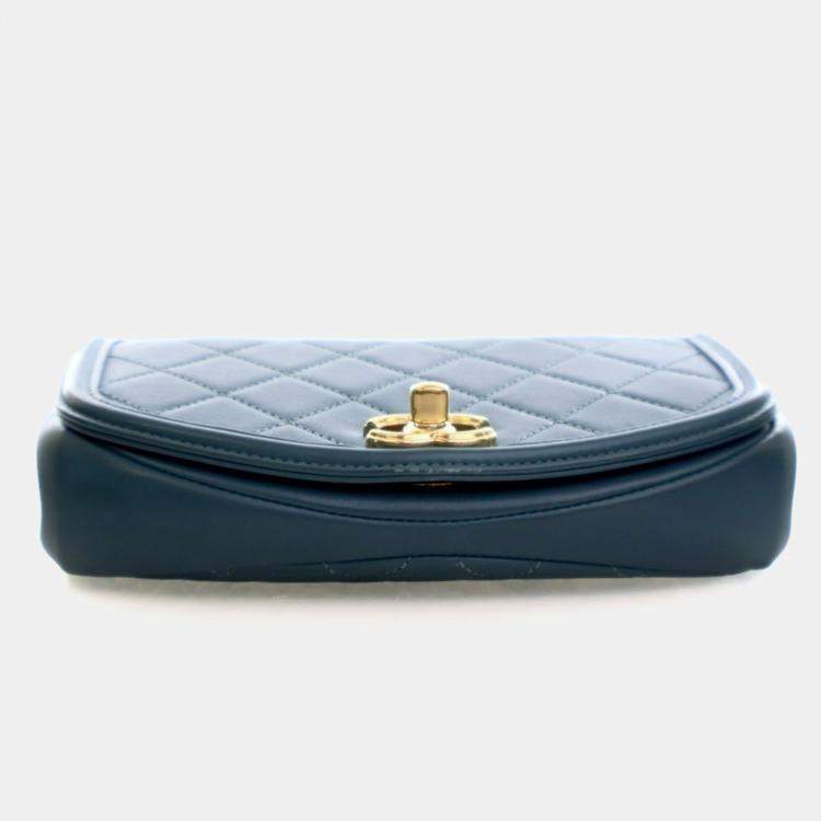 Pre Owned Chanel Mini Lambskin Curved Shoulder Bag