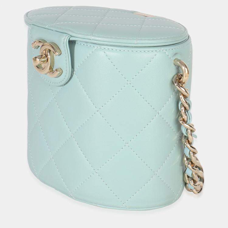 Pre Owned Chanel Light Blue Quilted Lambskin Resin Elegant Vanity Case