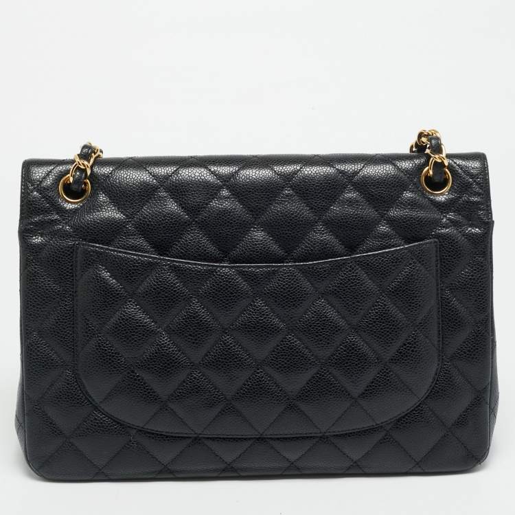 مملوكة مسبقًا Chanel Classic Double Flap Jumbo Black Quilted Caviar Leather Bag