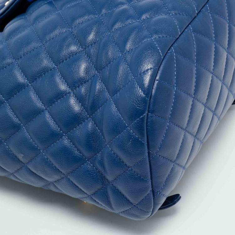Pre Owned Chanel Urban Spirit Small Blue Quilted Leather Backpack