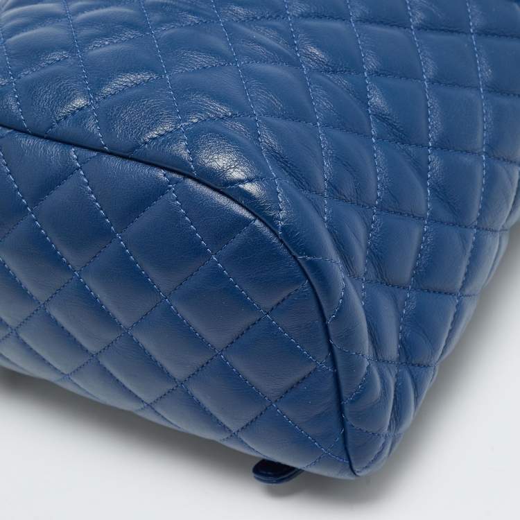 Pre Owned Chanel Urban Spirit Small Blue Quilted Leather Backpack