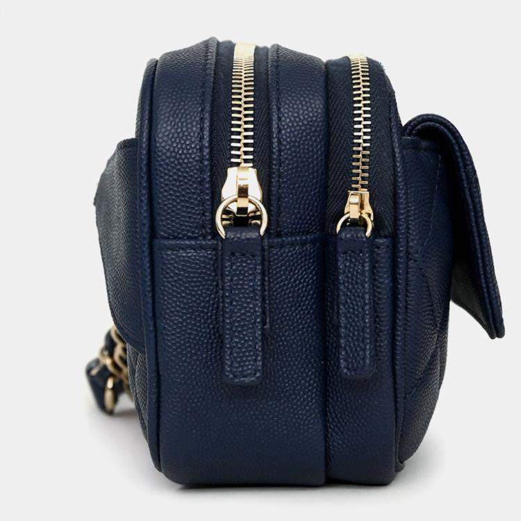 Pre Owned Chanel 2019-20 Navy Caviar Leather Casual Trip Belt Bag with Insert