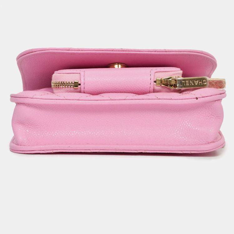 Pre Owned Chanel 2022+ Lilac Caviar Leather Business Affinity Clutch On Chain