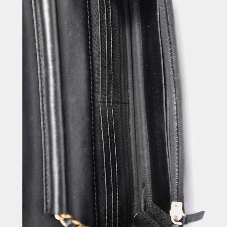 Pre Owned Chanel 2018/19 Black Caviar Leather CC Boy Wallet on Chain