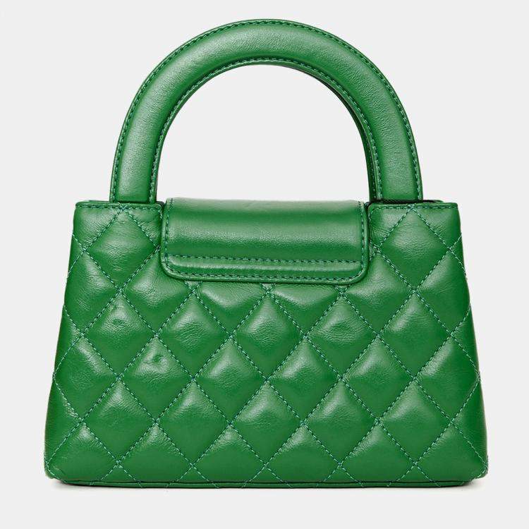 Pre Owned Chanel 2025 Emerald Green Mini Kelly Shopper Tote
