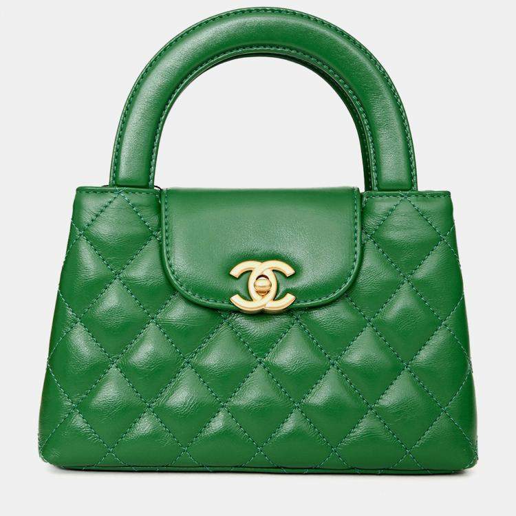 Pre Owned Chanel 2025 Emerald Green Mini Kelly Shopper Tote