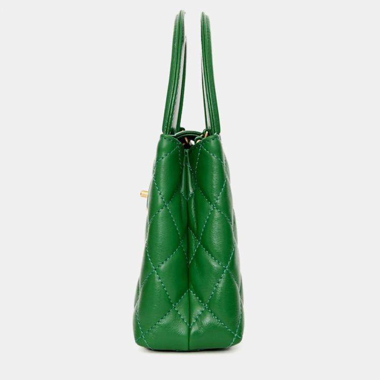 Pre Owned Chanel 2025 Emerald Green Mini Kelly Shopper Tote
