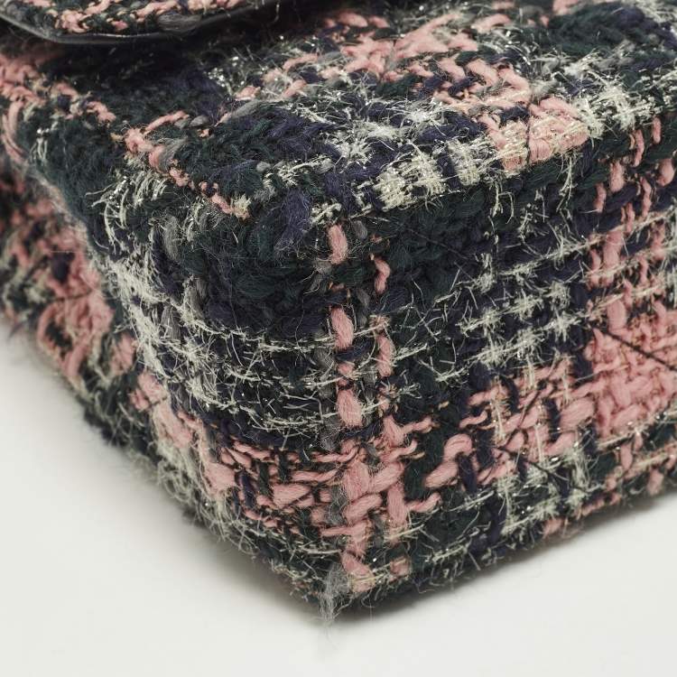 Pre Owned Chanel Classic Double Flap Medium Multicolor Tweed Shoulder Bag