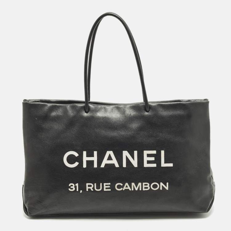 Pre Owned Chanel 31 Rue Cambon Black Leather Tote