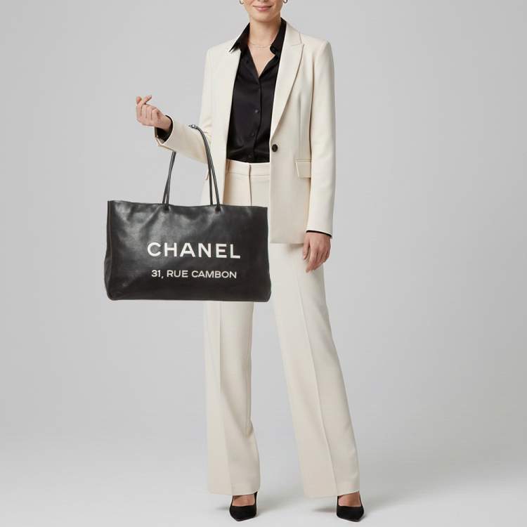 Pre Owned Chanel 31 Rue Cambon Black Leather Tote