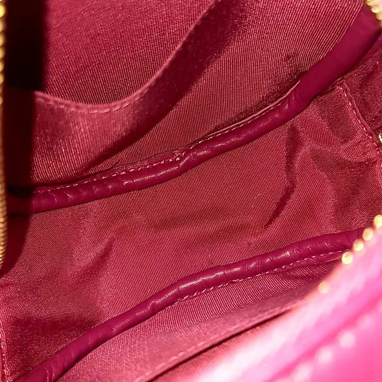 Pre Owned Chanel Pink Shearling 19 round mini crossbody bag