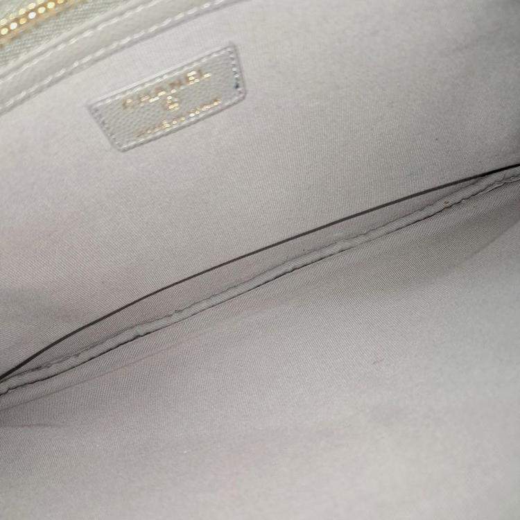 Pre Owned Chanel Grey Caviar Clutch Large