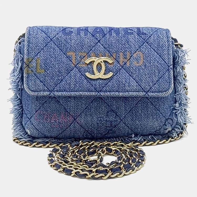 Pre Owned Chanel Blue Denim Crossbody Bag