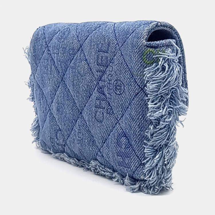 Pre Owned Chanel Blue Denim Crossbody Bag